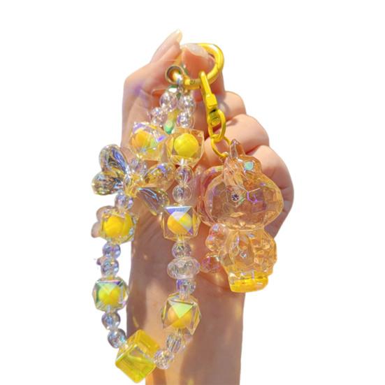 

Beaded Keychain Macaron Color Beads Sparkling Mobile Phone Chain Bag Hanger with Transparent Colorful Pendants Anti-Lost Charm Accessories жёлтый