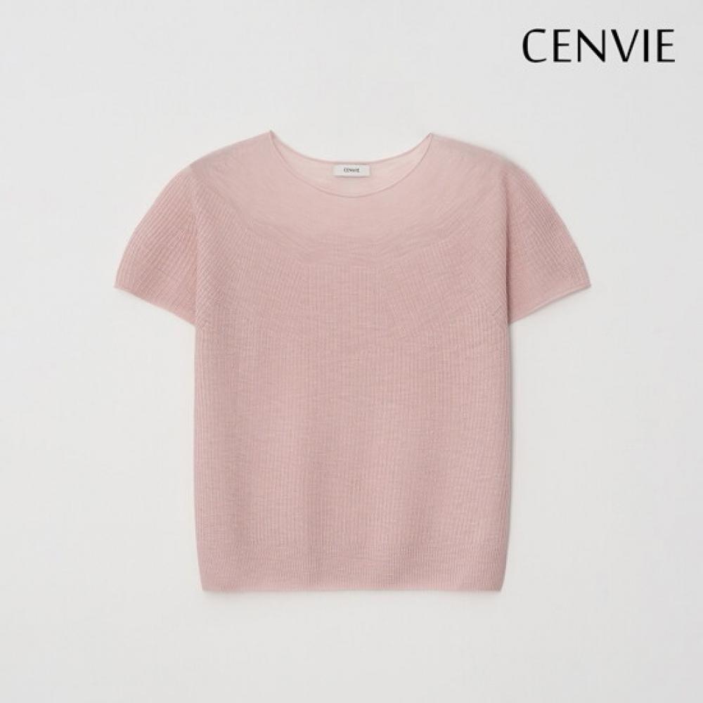 Senbi Soft Sheer Cooldry Holgarment Round Neck Short Sleeve Knit