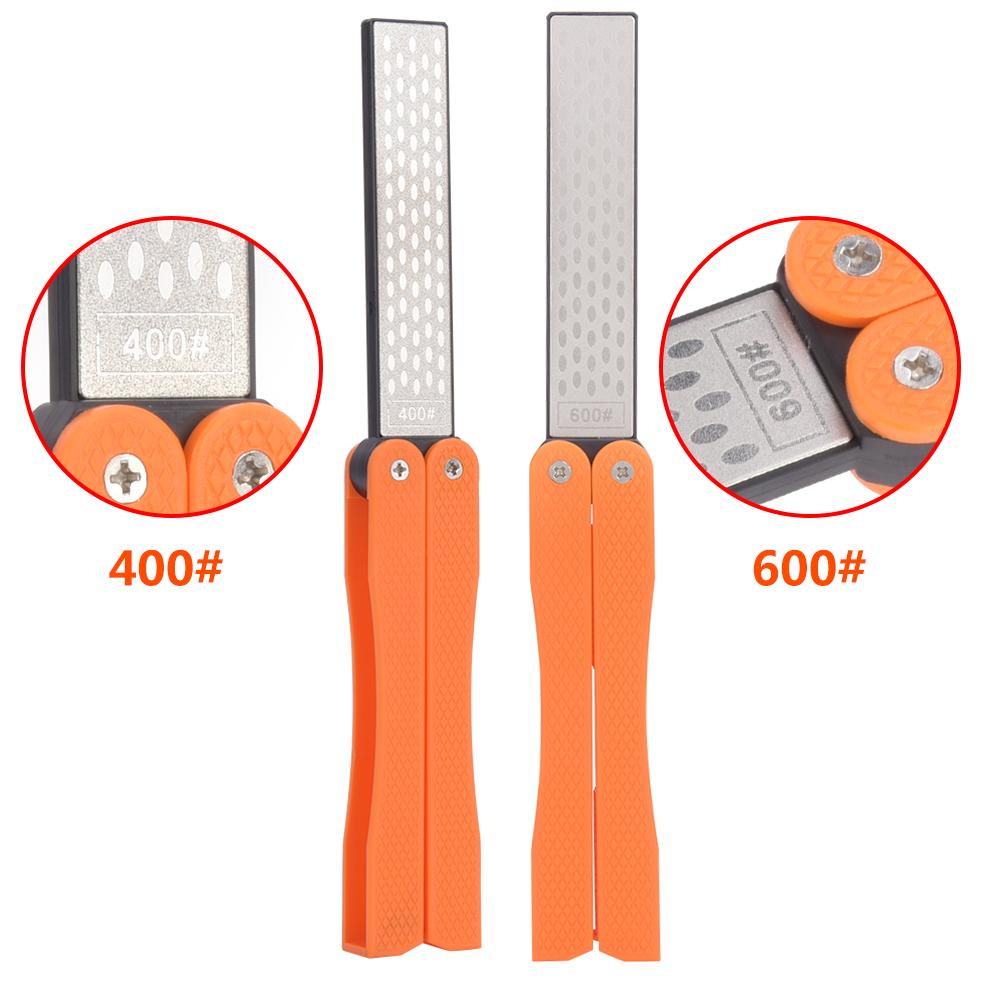 Outdoor Tragbarer Faltbarer Doppelseitiger Schleifstein Küchenmesser Schärfer Orange
