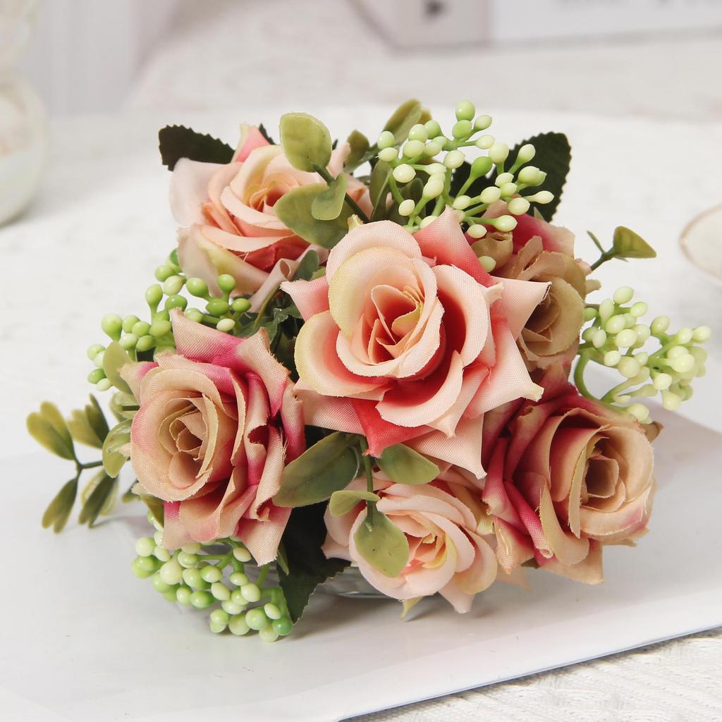 Artificial Silk Rose Bouquet for European Home Decoration