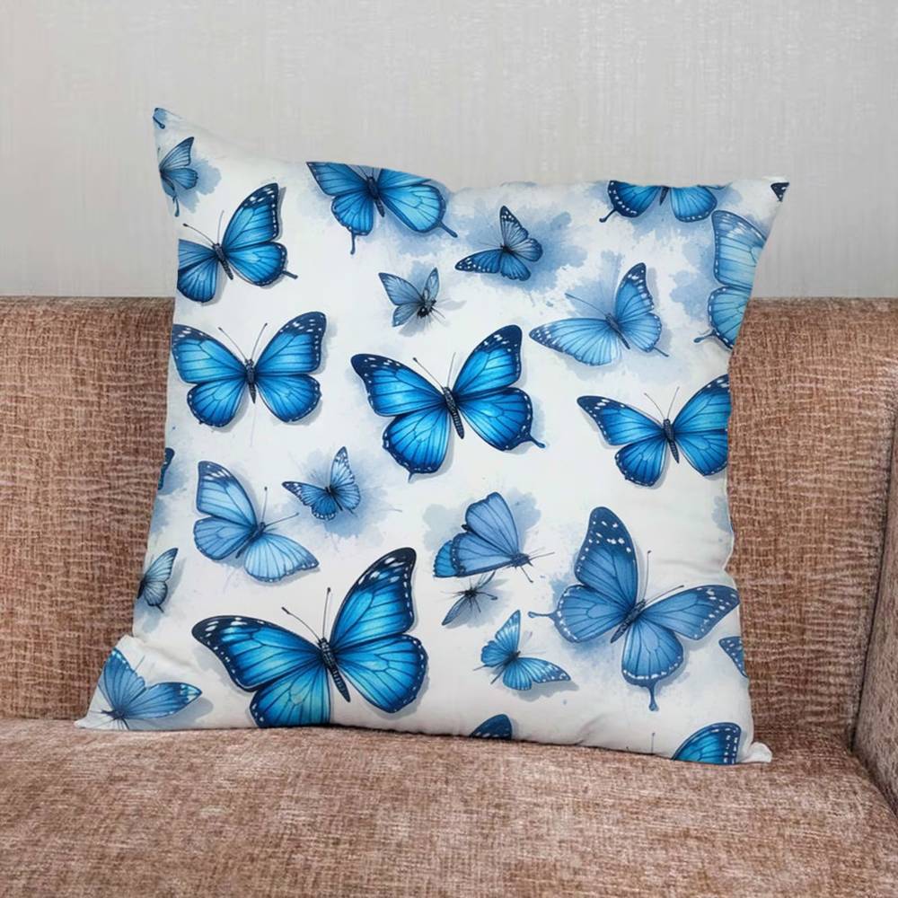 Blue Butterfly Ocean Wave Pillow Case Pillowcase Home Sofa Cushions Car Cushions Pillowcover Office Pillowshell Pillow