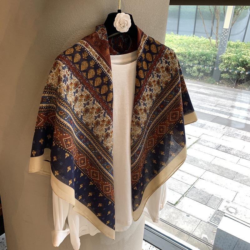 110 square scarf silk scarf fashionable versatile printed headscarf multi-purpose scarf shawl dual-purpose silk scarf waist scarf silk scarf 110*110
