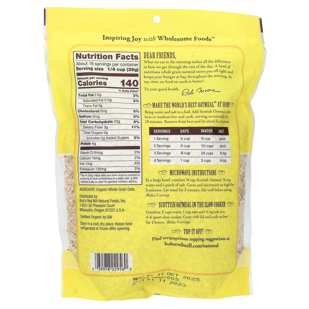 Bobs Red Mill Scottish Oatmeal 567g (20oz)
