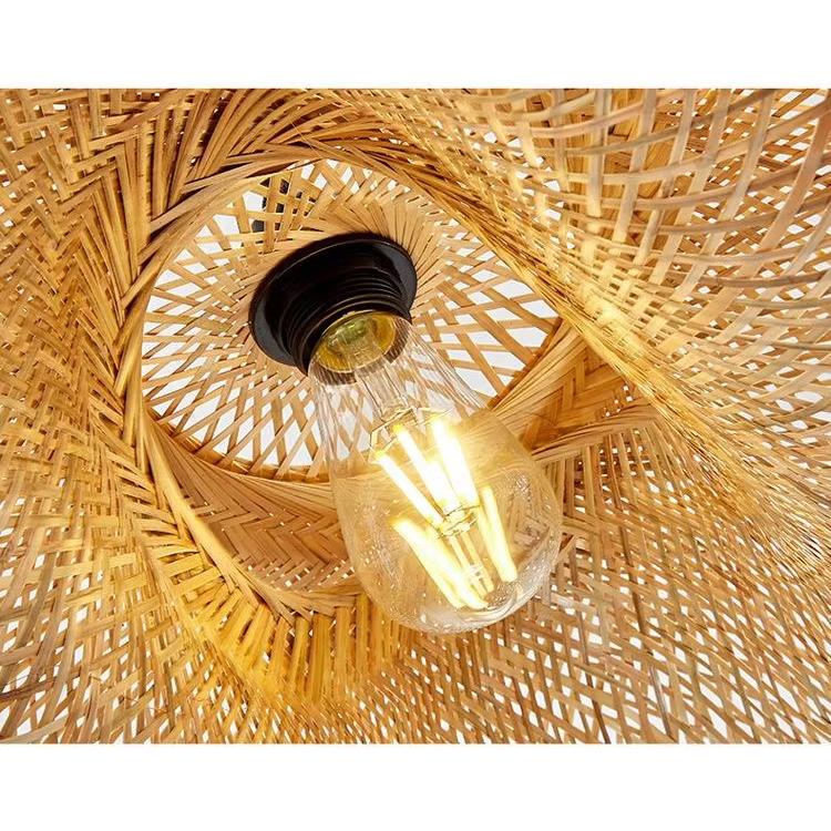 Bamboo Hat Lampshade Natural Pendant Light Hanging Handmade Indoor Decoration Custom Design Living Room Hotel