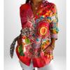 Plus Size Women Long Sleeve Button Shirt Solid Floral Casual Comfort Blouse