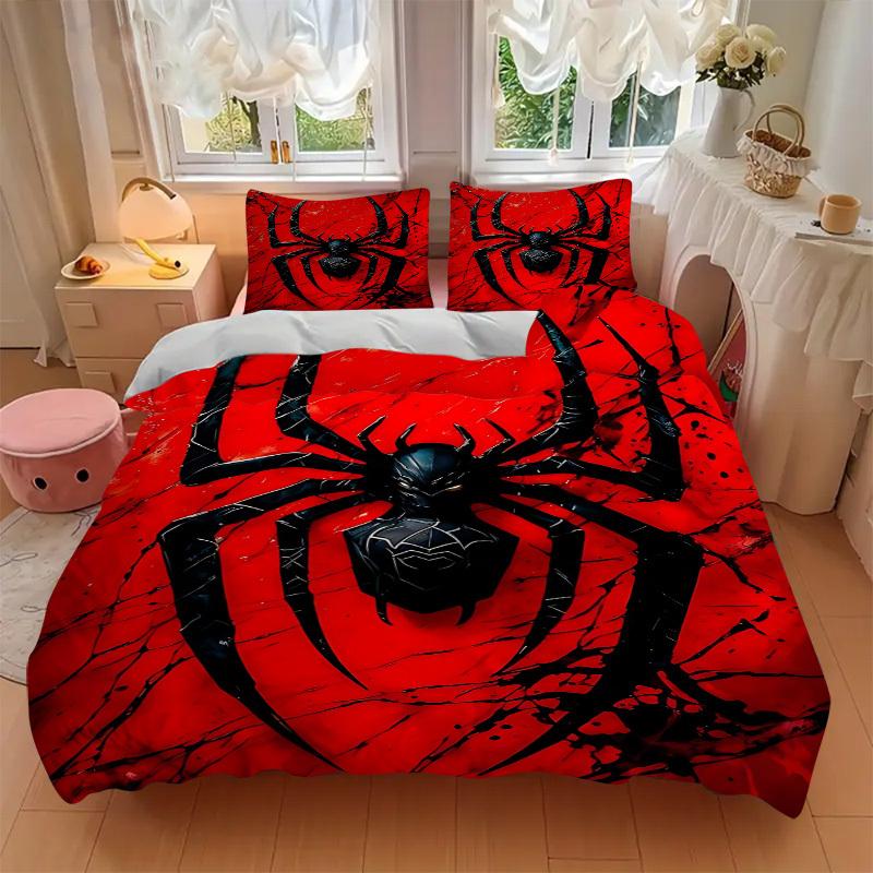 3pcs Spider Symbol Bedding Set, Includes Without Pillow Inserts, Soft Comfortable Bedding Set,All-Season Use a0924078