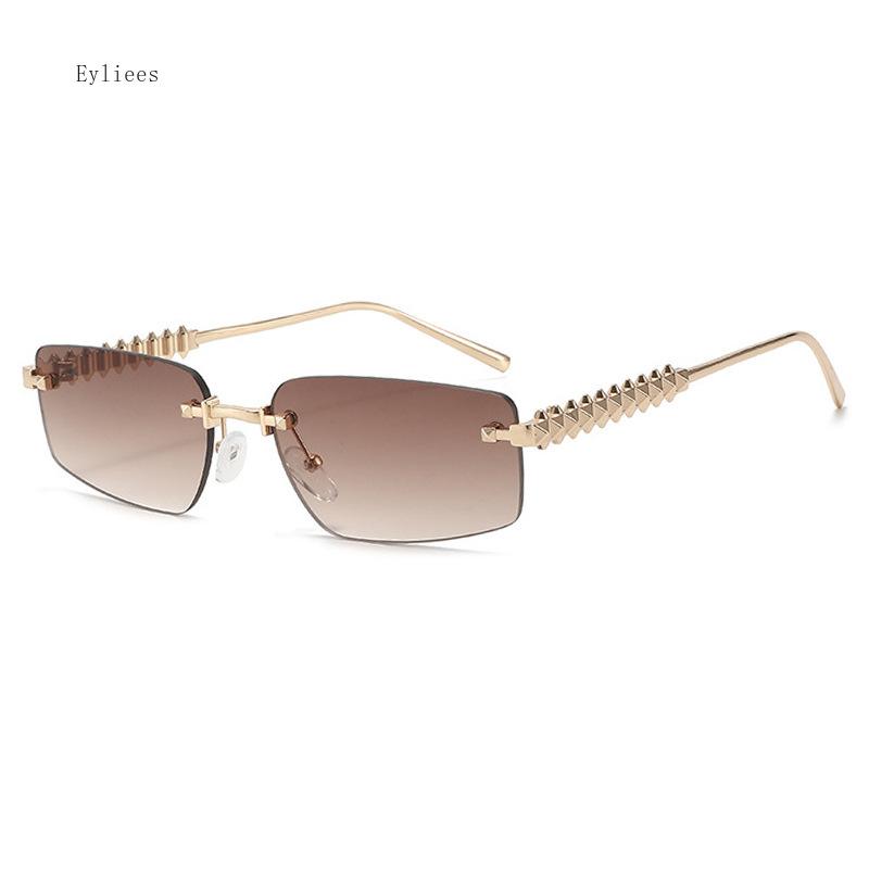 Rimless Sunglasses Fashion Cat Eye Women Men Shades Designer Metal Black Small Oval Sun Glasses Luxury Sunglasses