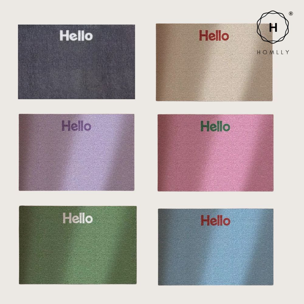 Homlly Hello Washable Non-Slip Coil Soft Entrance Door Mat (X2PCS)