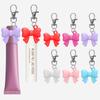 Durable Silicone Lip Balm Keychain - Reusable Lipstick Storage Cap with Key Ring for Makeup On-The-Go