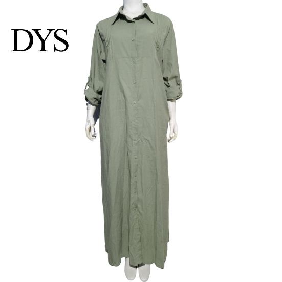 Spring Long Dress Summer Maxi Loose Turn-down Collar Sleeves Pure Color Casual Solid Single-breasted Cardigan OL Commute Daily Wear Women Lightweight