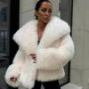 Women Flip Collar Plush Coat Fluffy Faux Fur Luxury Style Loose Warm Solid Color Short Jacket Fashion Outerwear Autumn Winter