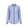 eBay Amazon Large Size Cross-border Spring and Summer Striped Printed Women's Shirt Simple Wind Contrast Lapel Long Sleeve Top