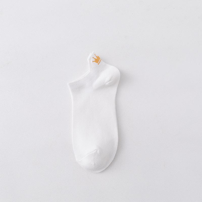 Women's Summer New Solid Color Embroidery Mesh Heel Crown Collegiate Air Breathable Boat Socks