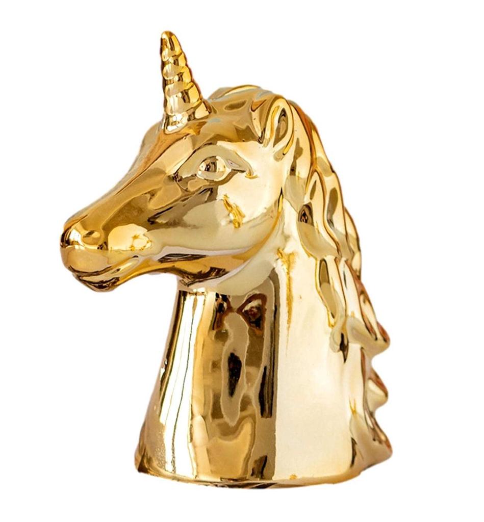Queen-b Unicorn Piggy Bank, Stylish and Cute, Decorative Figurine, Object, Decoration, Creative Birthday Gift, Celebration Gift (Gold)