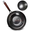 Forged Iron Wok Pan Non-Stick Fish Scale Skillet Pot Even Heating Ergonomic Handle Cooking Pot for Frying Stewing Steaming