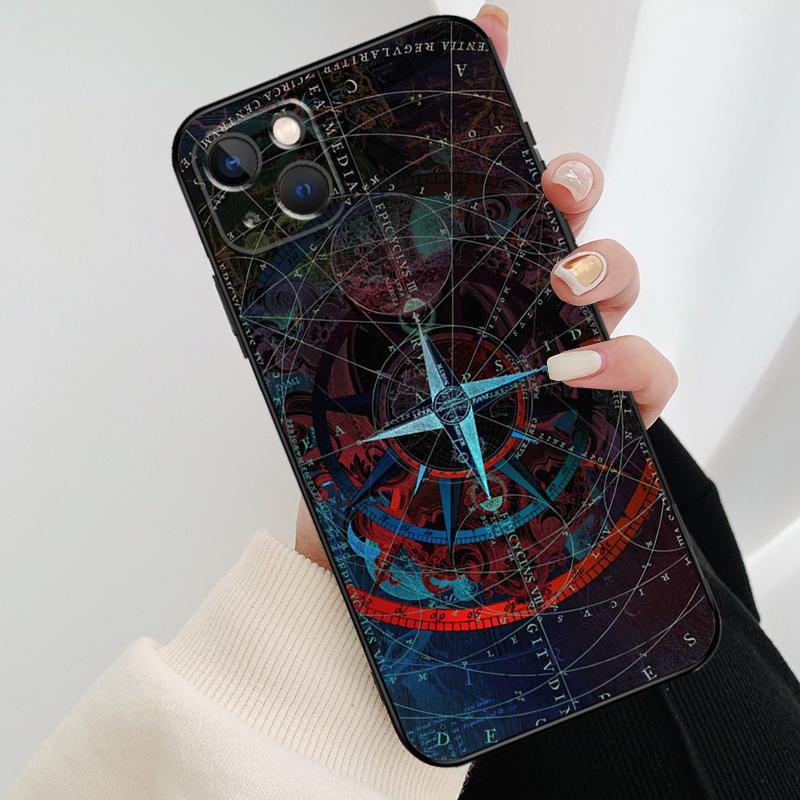 World Map Compass Nautical Phone Case For iPhone 11 12 13 14 15 16 Pro Max Mini X XR XS Max Plus Cover Funda