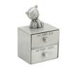Tooth Box Metal Cute BearShape Storage Case with 2 Drawers for Children Growth Memorial Gift Jewelry Collection(Green Patina )