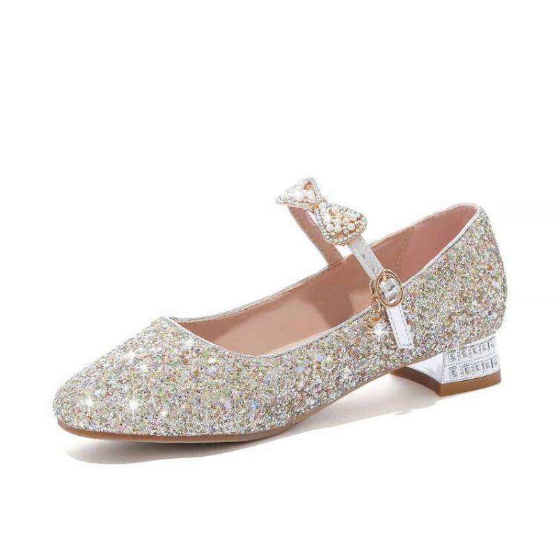 New girls princess single British girls student shoes comfortable beef tendon soft sole college middle and older children's catwalk performance shoes