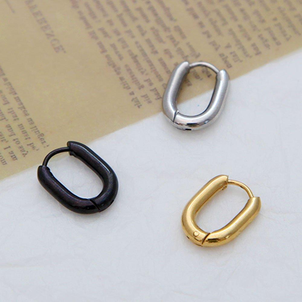 [1+1] Fashion Piercing Surgical Simple Oval Ring 3 types, choose 1, sell one side