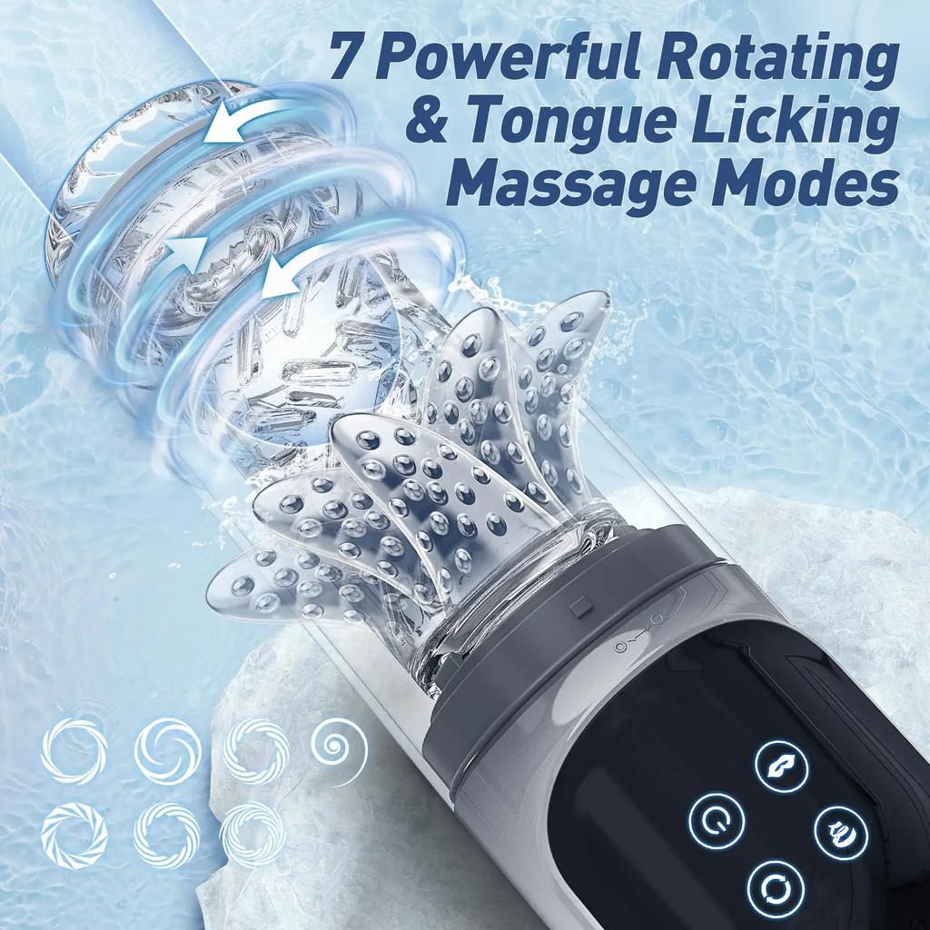 Automatic Licking Sucking Rotating Male Masturbator Cup Penis Pump Pocket Pussy Oral Simulatior Blowjob Adults Sex Toys for Man