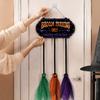Hanging Broomstick Holiday Ornaments Halloween Broom Parking Sign with 3 Witch Brooms, Hocus Pocus Themed Wooden Sign, Yard And Porch