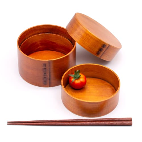 Wakayama Wappa Bento Box Store, a 12cm Two-tiered Bento Box Made of Lacquered Wood (A-53-273394)