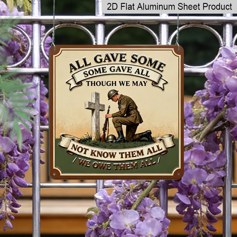 2D Flat - 1pc, Vintage Metal Aluminum Decorative Sign, Tribute To Veterans Memorial Theme, Retro Wall Decor, Home Decoration Suitable for Living