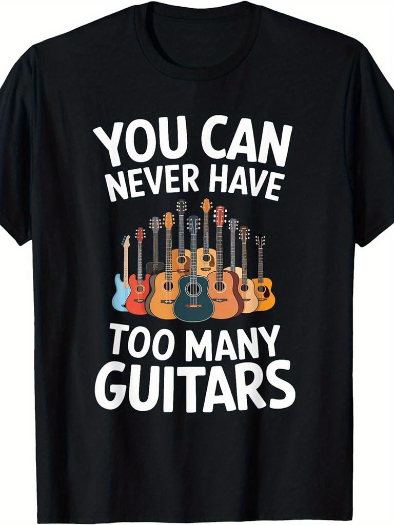1PC Men'S Funny Guitar Lover T-Shirt - "You Can Never Have Too Many Guitars" Retro Music Design