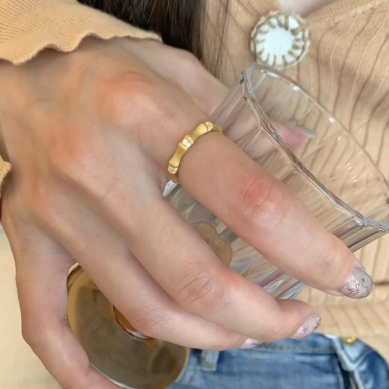

PANJBJ 925 Sterling Silver Bamboo Zircon Rings For Women Irregular Versatile Originality Jewelry Birthday Gift Dropshipping