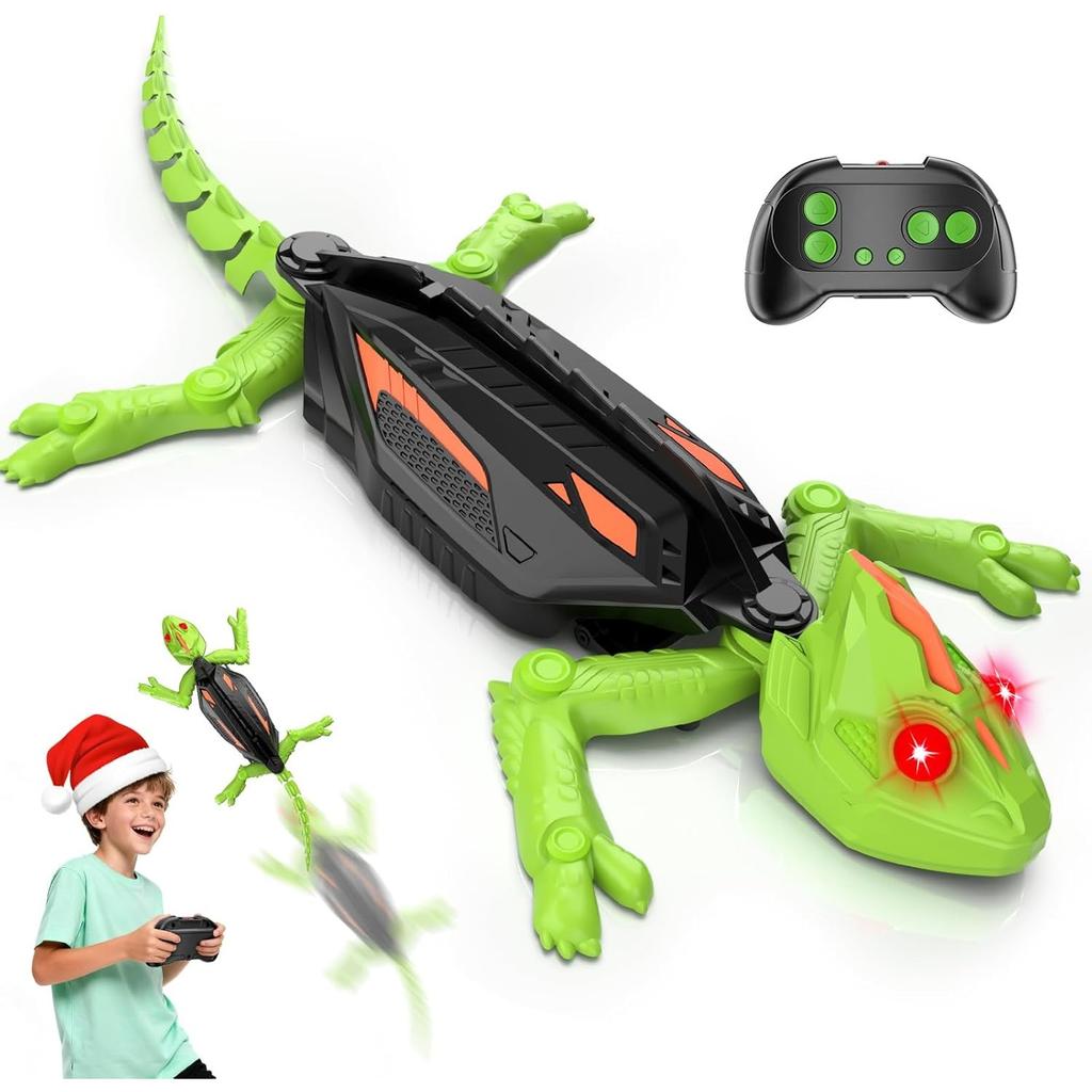 Zabawka Gekon Wspinający się po Ścianie, RC Karaluch Gekon Pełzający ze Światłami LED dla Dzieci Wspinanie się Pełzanie Prezenty Świąteczne Urodzinowe, Zabawka Gekon Wspinający się po Ścianie