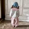 Infant Girl Spring 2026 Korean Doll Collar Top & Casual Pants Set