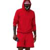 Men's Fleece Hoodie Shorts Two-piece Loose Solid Color Casual Sports Men's Suit