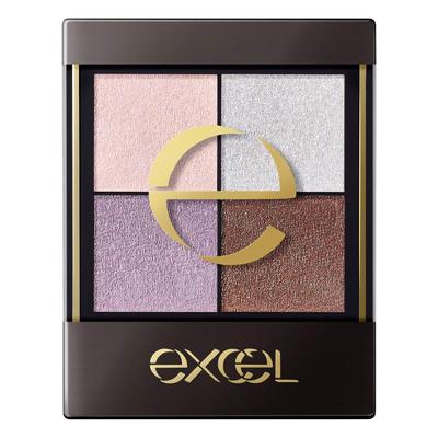 Excel Real Close Shadow CS10 (Aurora Pleated) Palette Eyeshadow, 4 Colors, 3 Textures (Gloss, Glitter, Matte)