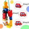 CORPER TOYS Wooden Stringing Toy Set, Vehicle Transportation Classic Series, Finger Training, Bead Play, Boys and Girls, Colorful Christmas Toy, Ages