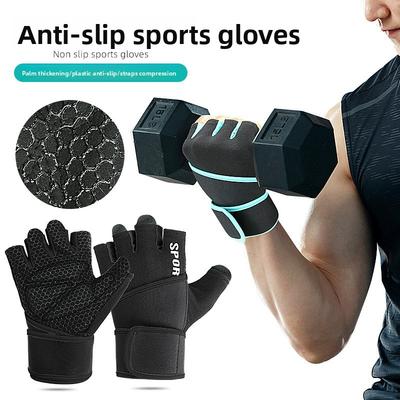 Outdoor Halbfinger-Sport-Handschuhe Verdickter Handflächenschutz Anti-Hornhaut Handgelenkschutz Fitnessübung Radfahren Sport Rutschfeste Handschuhe