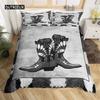 Exotic Farmhouse Western Cowboy Duvet Cover Set Twin King  Floral Bedding Set Cowhide Patchwork Comforter Cover Bedroom Decor