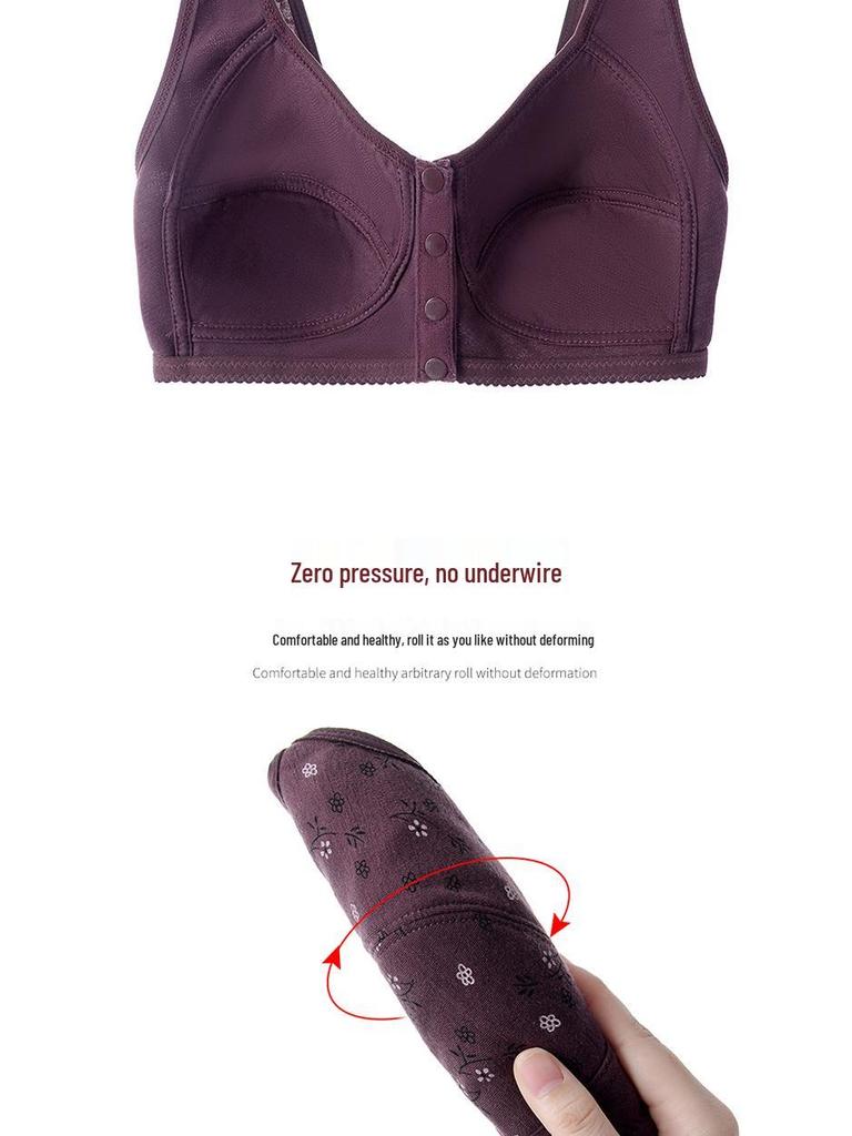 Wire-Free Front Closure Cotton Bras for Middle-aged & Elderly Moms - Plus Size Vest Style