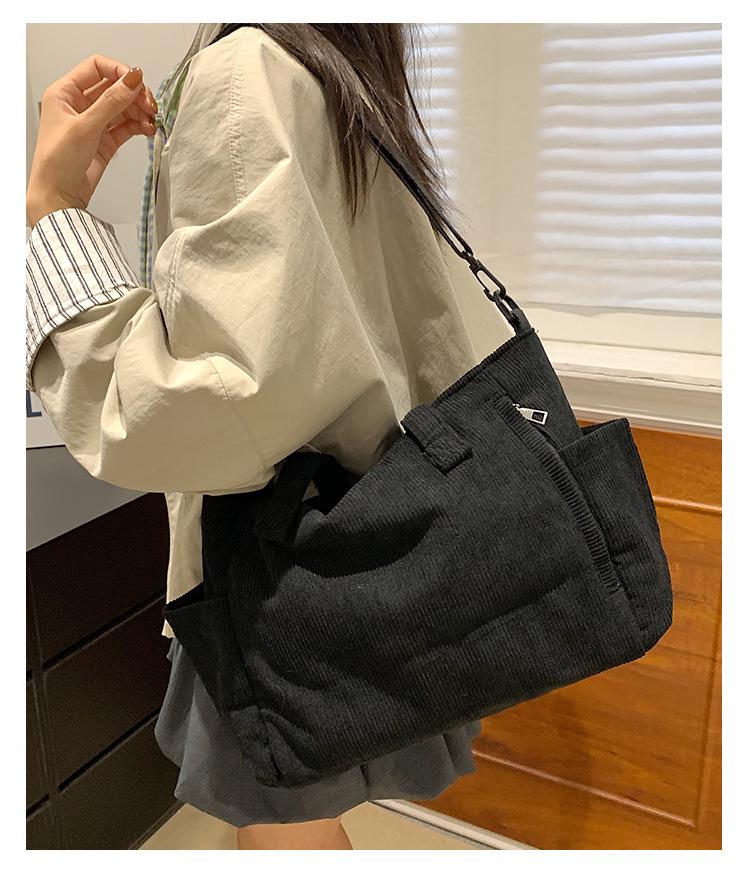 Women's Corduroy Large Capacity Handbag - 2025 Mori Style Retro Versatile Bookbag