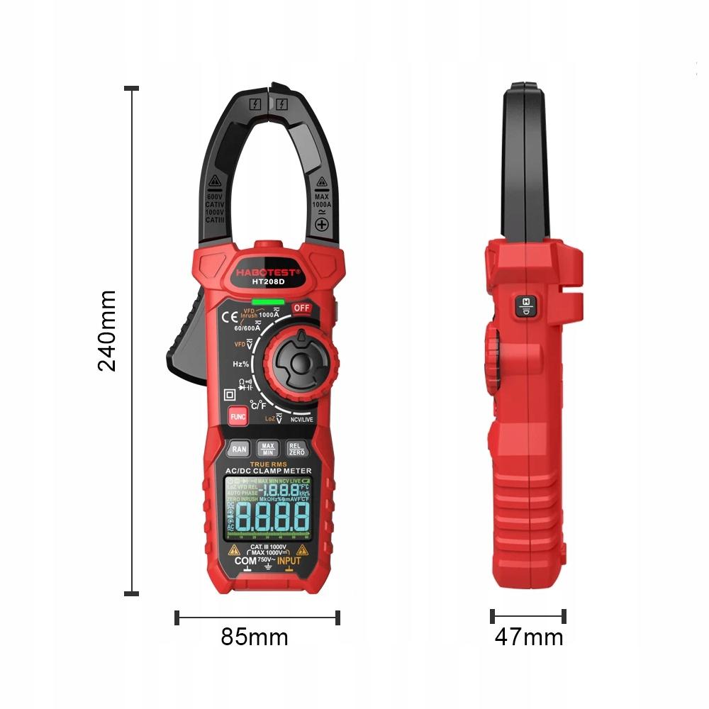 Multimeter Clamp Meter Lcd Display Led Flashlight Batteries Case Accessories