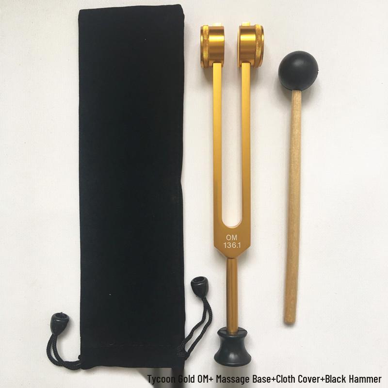 

Aluminum Alloy OM Tuning Fork Set - 136.1, 528, 432 Hz with Base, Cloth Cover, and Tuning Hammer MI 528 Tuning Fork + Massage Base
