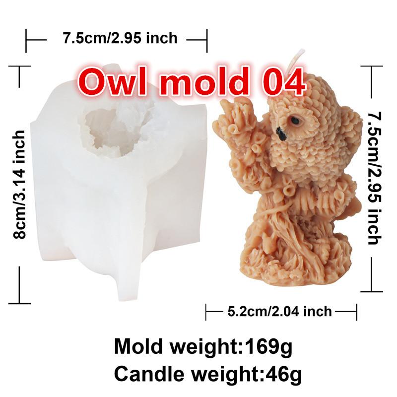 3D Owl Silicone Candle Mold DIY Cute Creative Animal Statue Novelty Decor Bird Decor Gifts Plaster Craft Resin Mold Home Decor