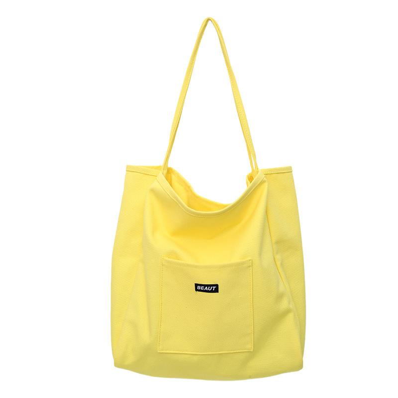 

Candy Color Letter Canvas Bag Large Capacity Shoulder Tote Bag жовтий