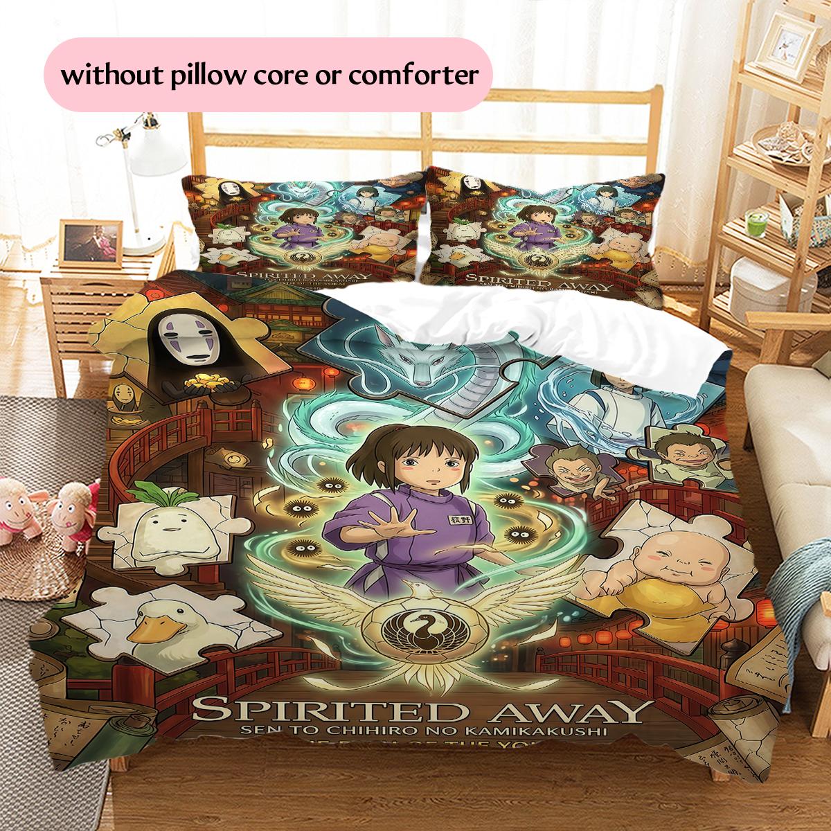 

Spirited Away characters Pattern Bedding Quilt Set Home Decoration Gift (1 * duvet cover + 2 * pillowcase without core) 135x200cm