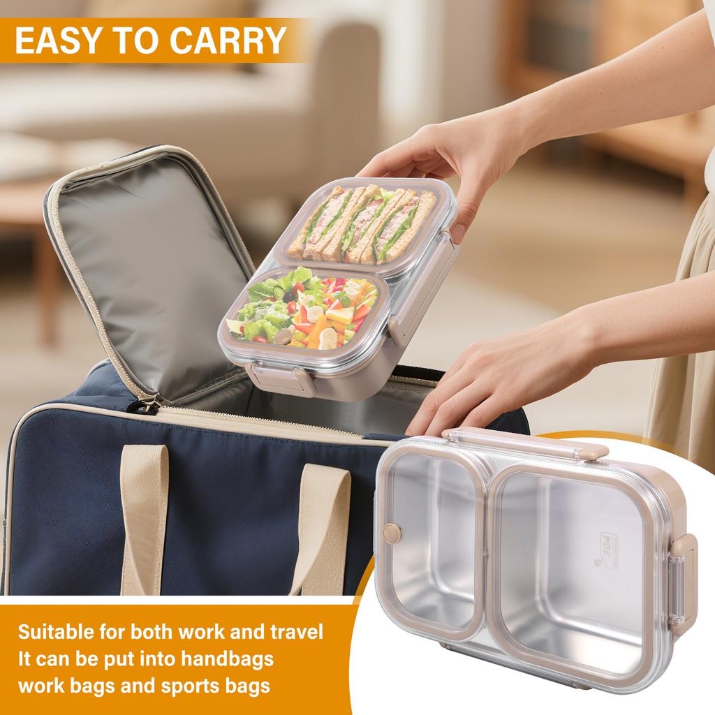 Lunch Box Stainless Steel Bento Box Food Storage Container Student Leakproof Sealed Meal Box for Office Work and School Camping
