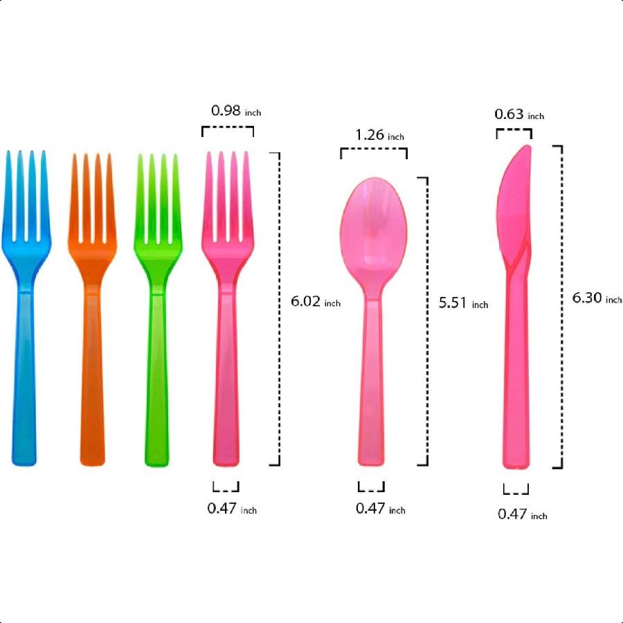 

Набор столовых приборов из твердого пластика 144 штуки 48 сервировок ассорти неоново-ярких цветов United States