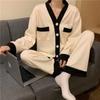 Women Long Sleeve Trousers Soft Pajamas Dormir Lounge Sleepwear Solid White Pajama Bedroom Home Clothes Female Pyjamas