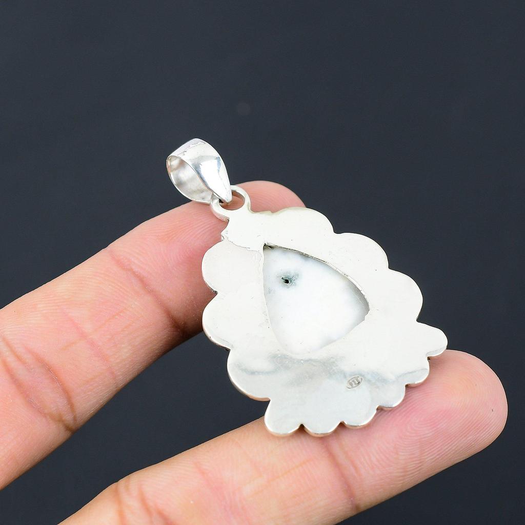 Womens day Sale Sterling Silver Solar Moss Opal Gemstone Elegant Pendant Jewelry