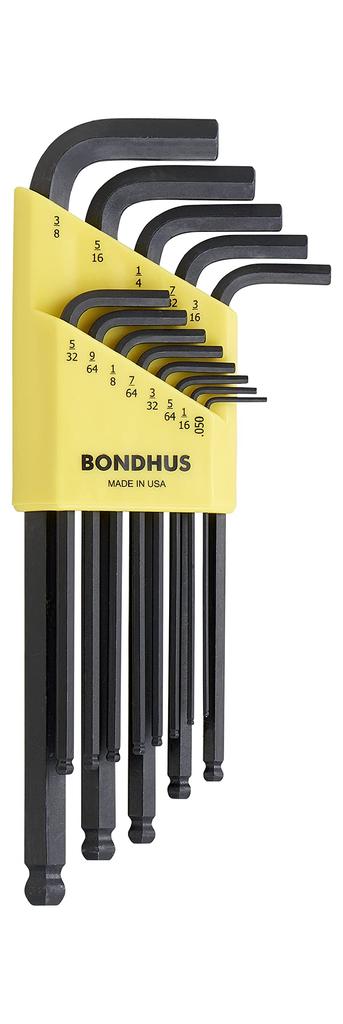 Made in BONDHUS Hex Ball Point Long Black Oxide Set BLX13 10937 USA, L-Wrench Set, Finish, 13-Piece (0.050, 1/16, 5/64, 3/32, 7/64, 1/8, 9/64, 5/32,