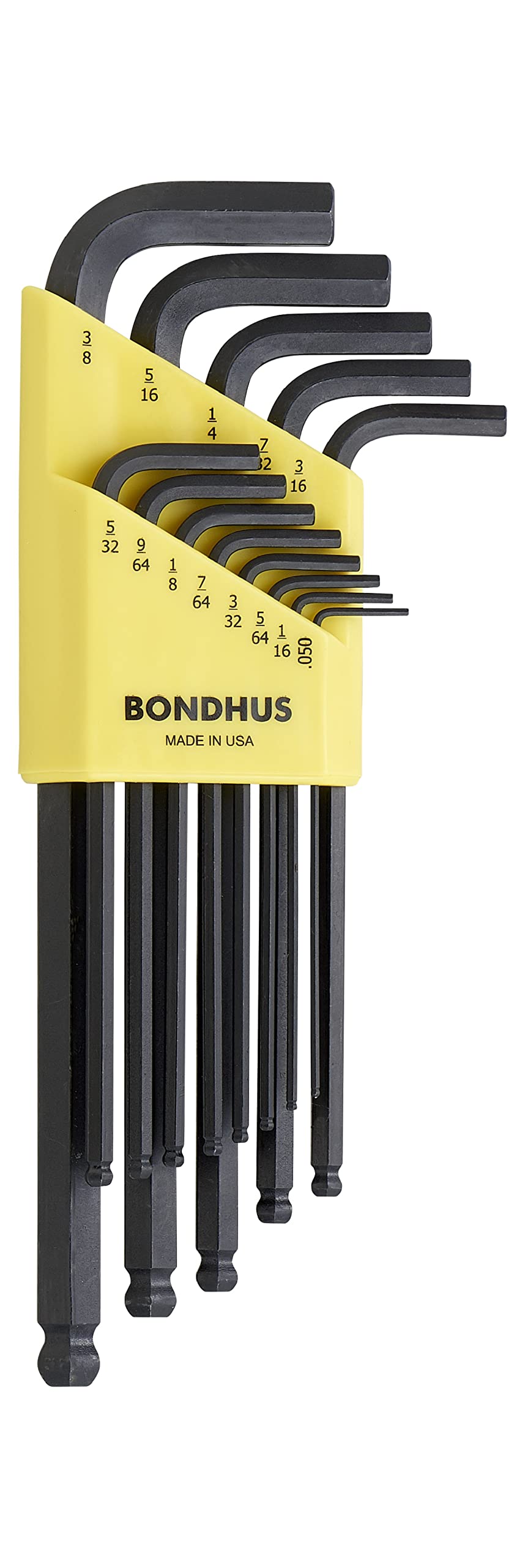 

Made in BONDHUS Hex Ball Point Long Black Oxide Set BLX13 10937 USA, L-Wrench Set, Finish, 13-Piece (0.050, 1/16, 5/64, 3/32, 7/64, 1/8, 9/64, 5/32,