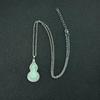 Luminous Stainless Steel Four-Leaf Clover & Glowing Gourd Pendant Necklace